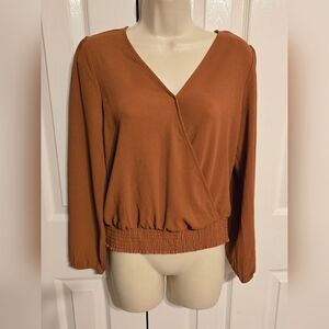 2013 Olive & Oak brand blouse. Women's Rust V-Neck Blouse